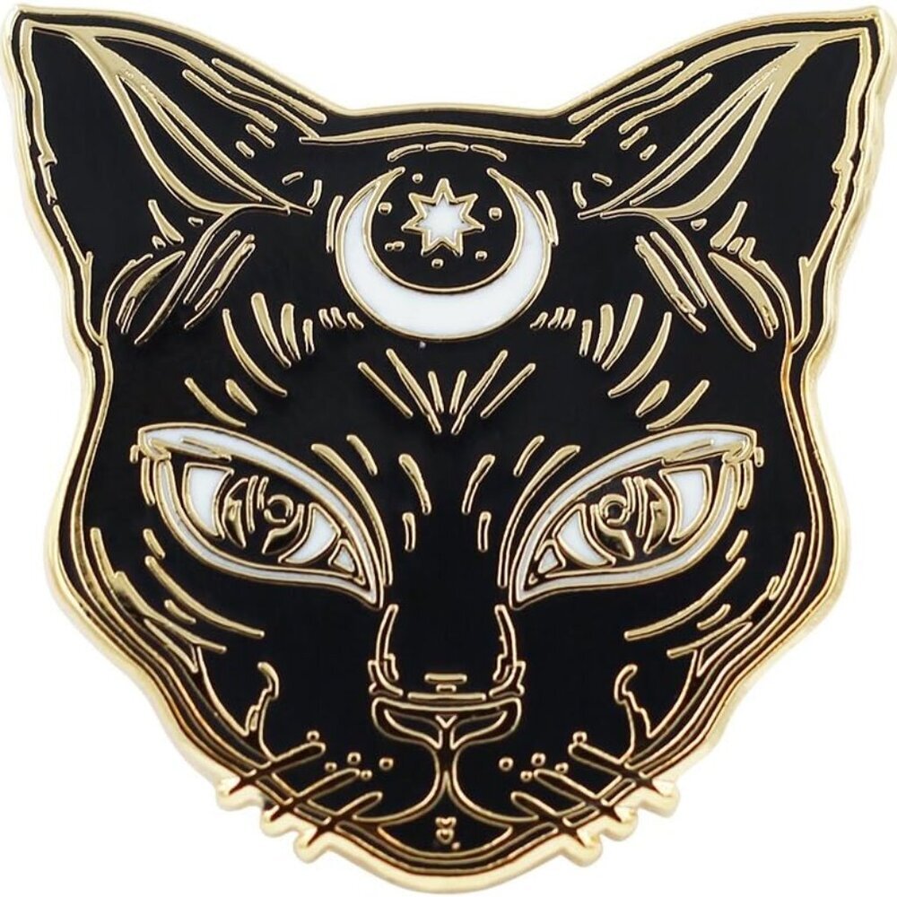 Black Cat Enamel Pin - Witch's Halloween/Occult/Witch/Tarot/Alchemy Cat Accessor